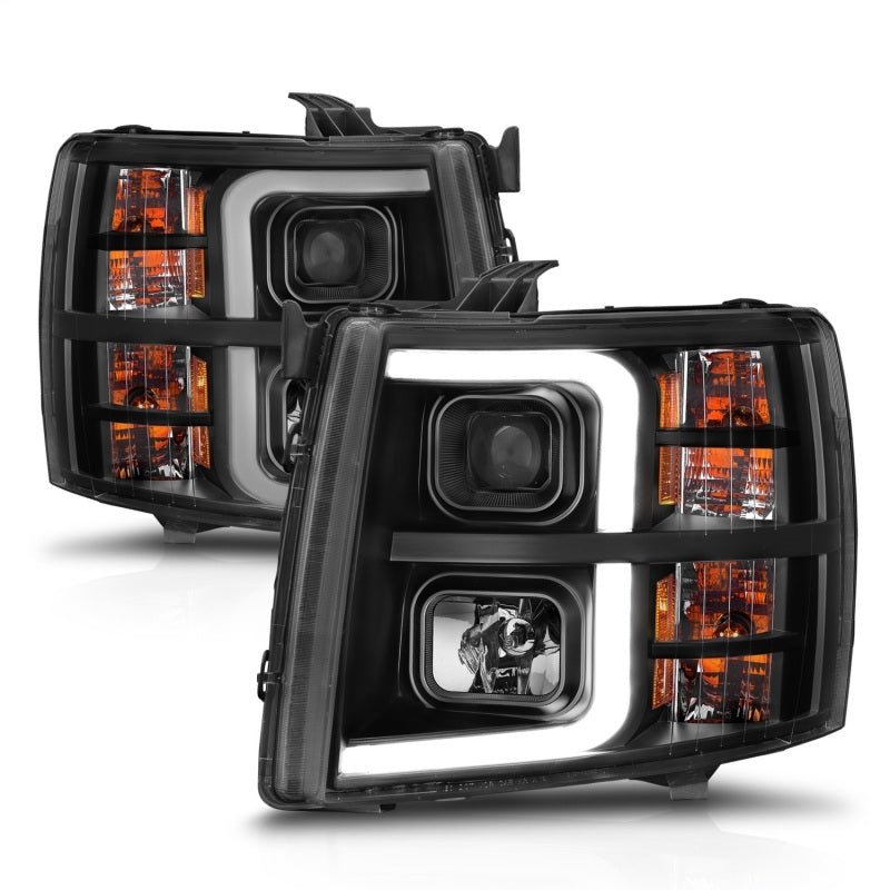 ANZO 2007-2013 Chevrolet Silverado 1500 Projector w/ Light Bar Black Housing w/ Sequential - Crew Original