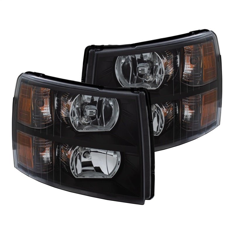 ANZO 2007-2013 Chevrolet Silverado Crystal Headlights Black - Crew Original