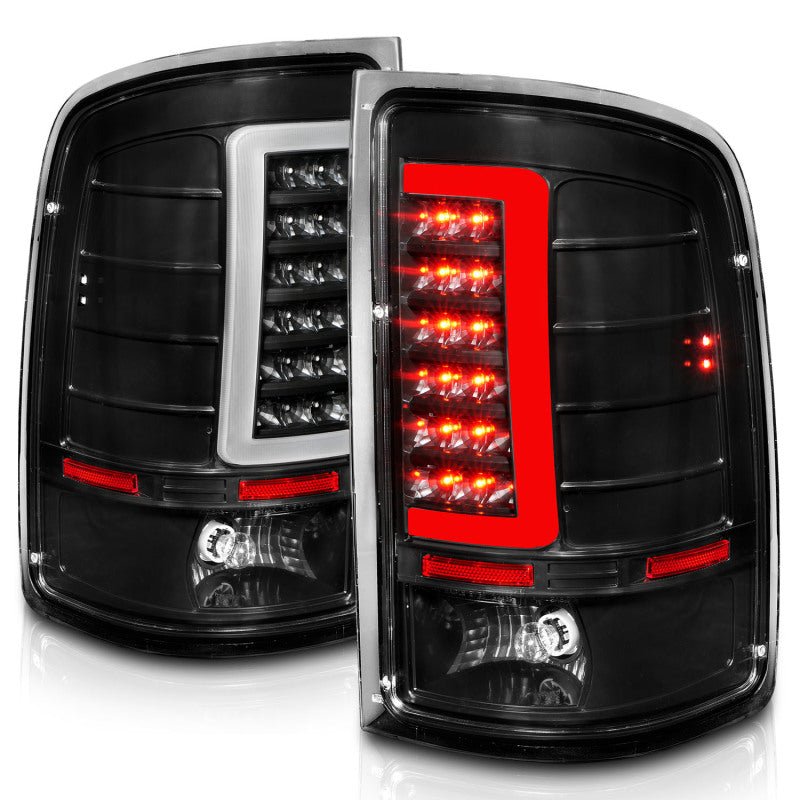 ANZO 2007-2013 GMC Sierra LED Tail Lights w/ Light Bar Black Housing Clear Lens - Crew Original