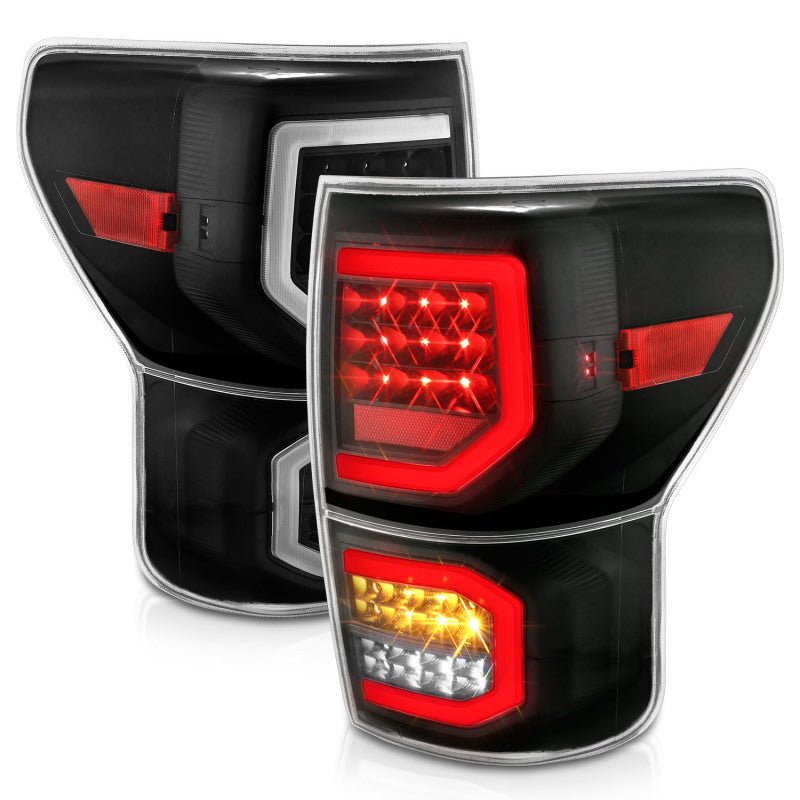 ANZO 2007-2013 Toyota Tundra LED Taillights Plank Style Black w/Clear Lens - Crew Original