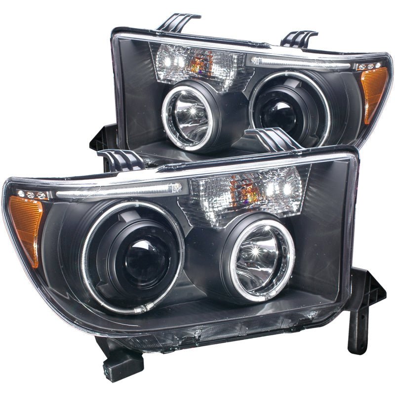 ANZO 2007-2013 Toyota Tundra Projector Headlights w/ Halo Black (CCFL) - Crew Original