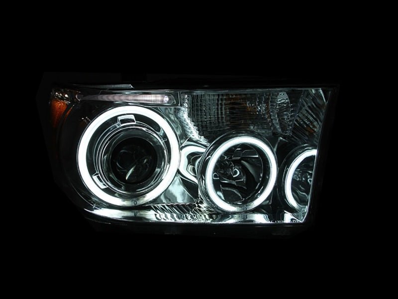 ANZO 2007-2013 Toyota Tundra Projector Headlights w/ Halo Black (CCFL) - Crew Original