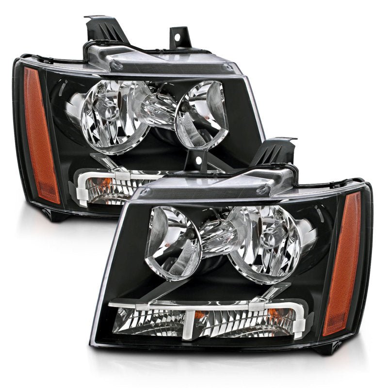 ANZO 2007-2014 Chevrolet Tahoe/Suburban Crystal Headlights Black - Crew Original