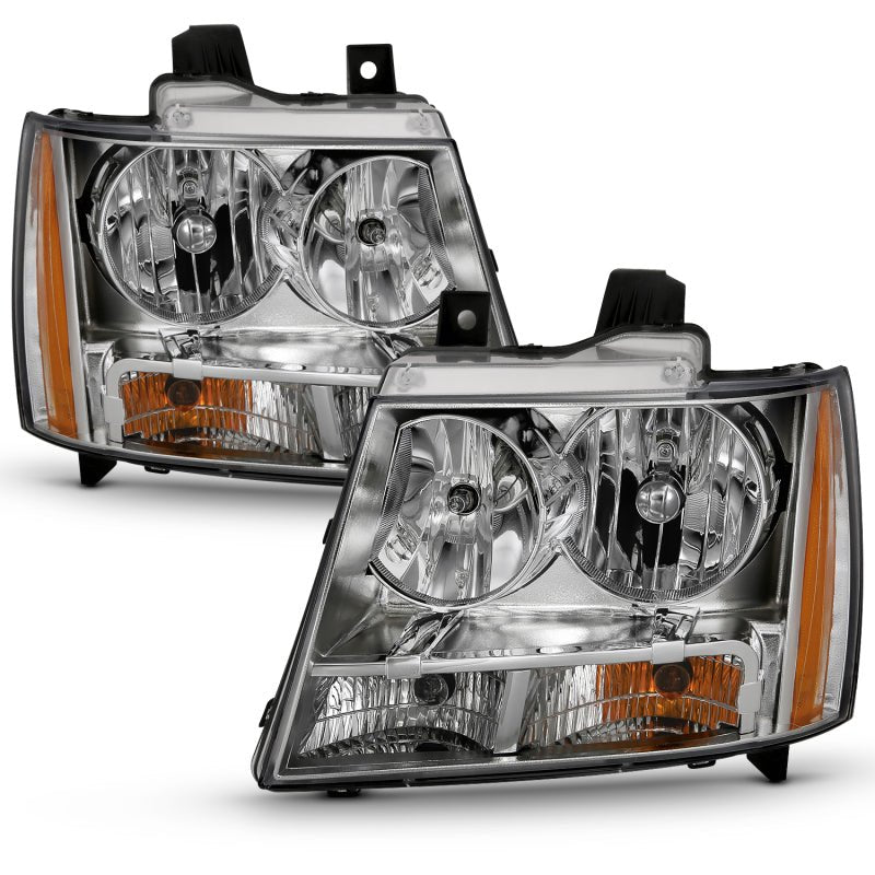 ANZO 2007-2014 Chevy TahOE Crystal Headlight Chrome Amber(OE) - Crew Original