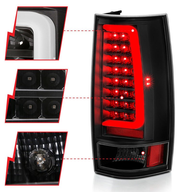 ANZO 2007-2014 Chevy Tahoe LED Taillight Plank Style Black w/Clear Lens - Crew Original