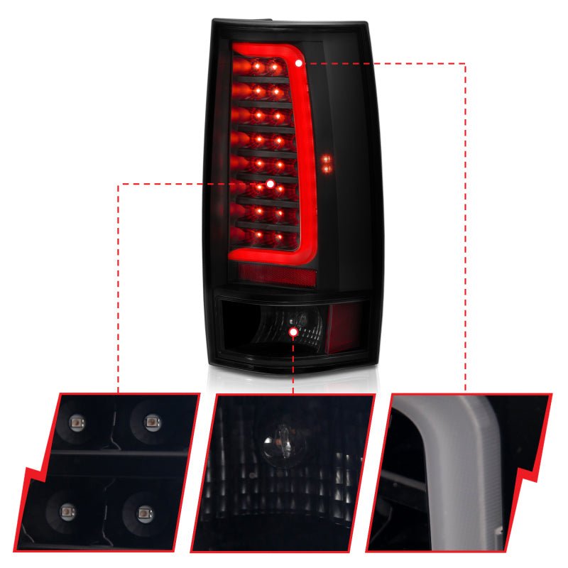 ANZO 2007-2014 Chevy Tahoe LED Taillight Plank Style Black w/Smoke Lens - Crew Original