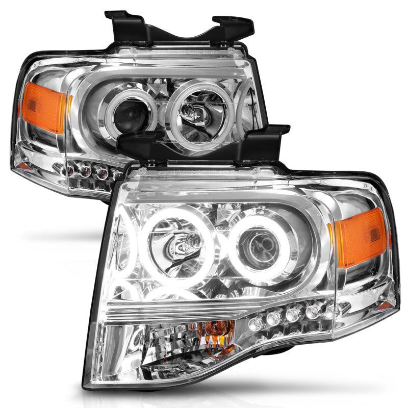 ANZO 2007-2014 Ford Expedition Projector Headlights Chrome - Crew Original