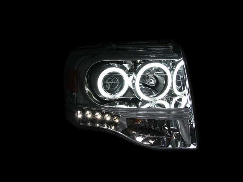 ANZO 2007-2014 Ford Expedition Projector Headlights Chrome - Crew Original