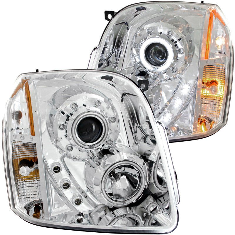 ANZO 2007-2014 Gmc Yukon Projector Headlights w/ Halo Chrome (CCFL) - Crew Original