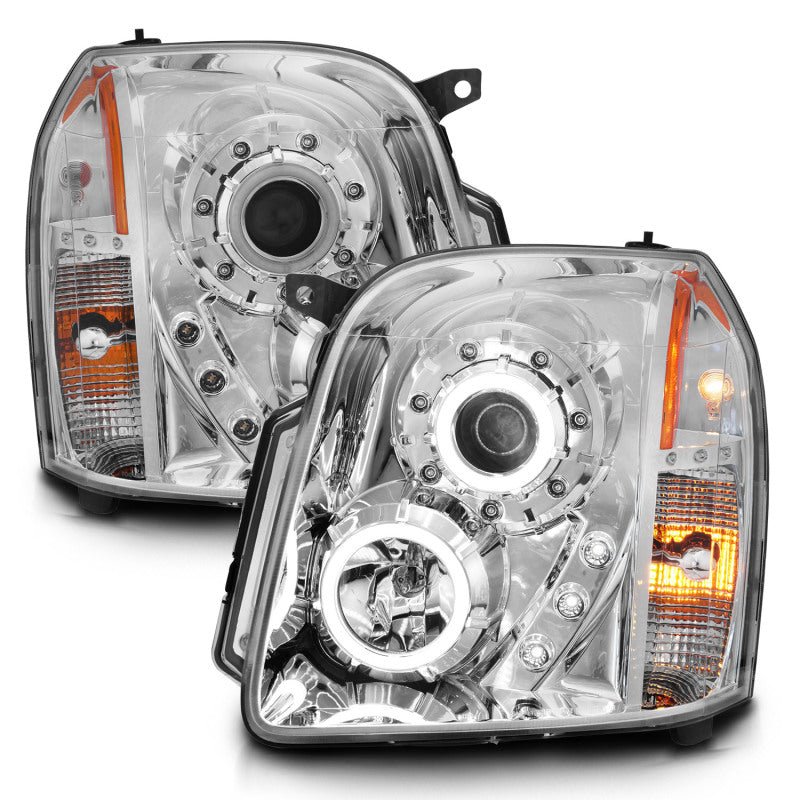 ANZO 2007-2014 Gmc Yukon Projector Headlights w/ Halo Chrome (CCFL) - Crew Original