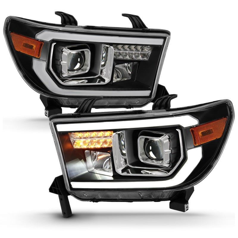 ANZO 2007-2014 Toyota Tundra Projector Light Bar H.L Black Amber(Led High Beam) (Halogen Version) - Crew Original