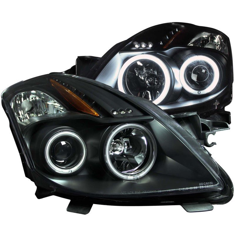 ANZO 2008-2009 Nissan Altima (2 Door ONLY) Projector Headlights w/ Halo Black (CCFL) - Crew Original