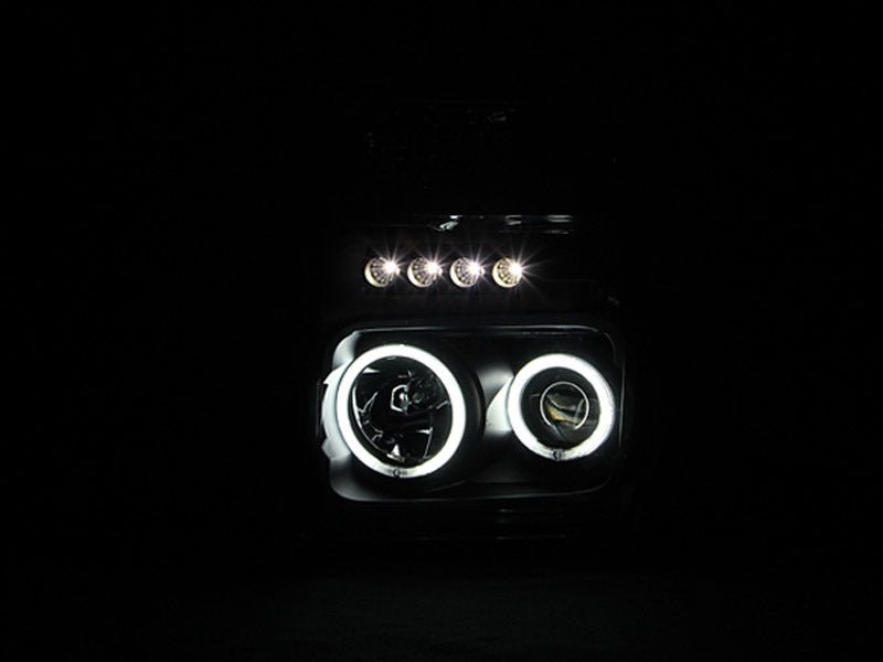 ANZO 2008-2010 Ford F-250 Projector Headlights w/ Halo Black (CCFL) - Crew Original