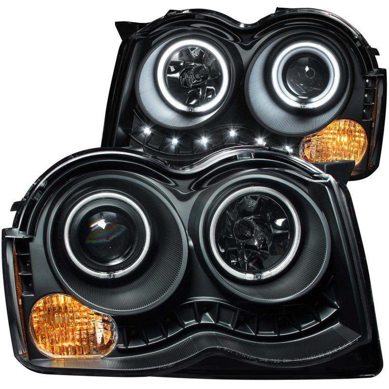 ANZO 2008-2010 Jeep Grand Cherokee Projector Headlights w/ Halo Black (CCFL) - Crew Original