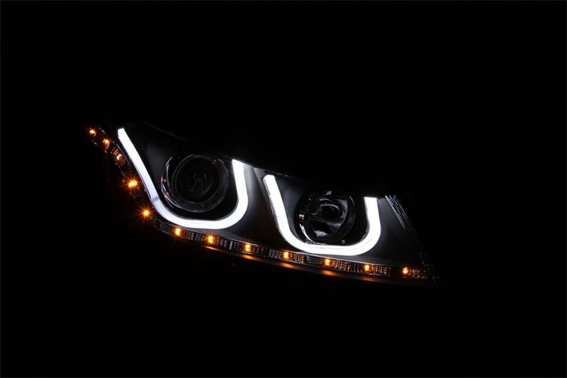 ANZO 2008-2012 Honda Accord Projector Headlights w/ U-Bar Black - Crew Original