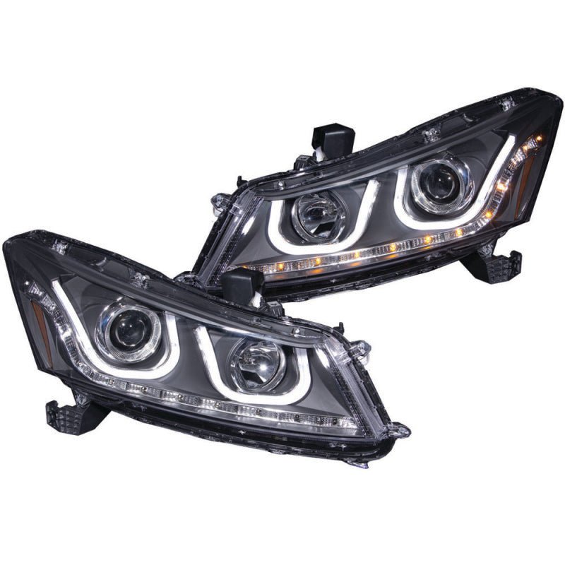 ANZO 2008-2012 Honda Accord Projector Headlights w/ U-Bar Black - Crew Original