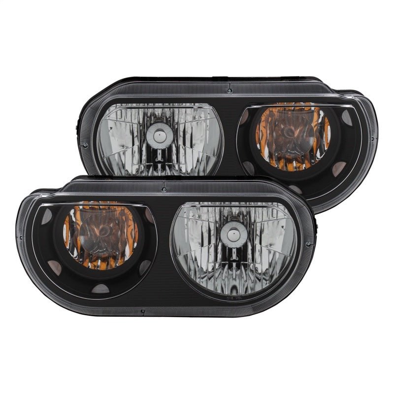 ANZO 2008-2014 Dodge Challenger Crystal Headlights Black - Crew Original