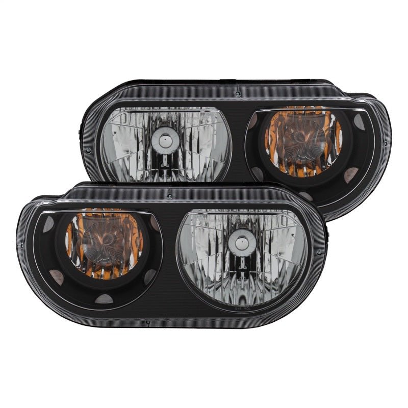 ANZO 2008-2014 Dodge Challenger Crystal Headlights Black - Crew Original