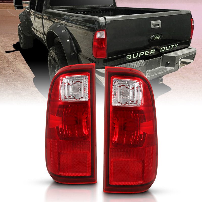 ANZO 2008-2016 Ford F-250 Taillight Red/Clear Lens (OE Replacement) - Crew Original