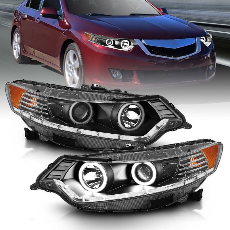 ANZO 2009-2012 Acura Tsx Projector Headlights w/ Halo Black (CCFL) (HID Compatible) - Crew Original