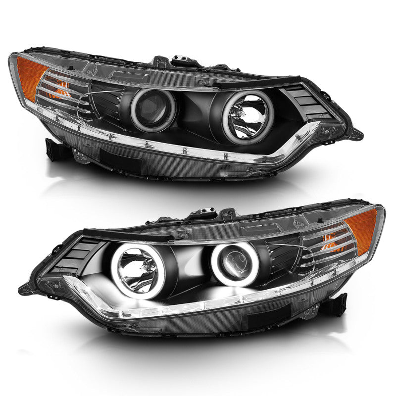 ANZO 2009-2012 Acura Tsx Projector Headlights w/ Halo Black (CCFL) (HID Compatible) - Crew Original