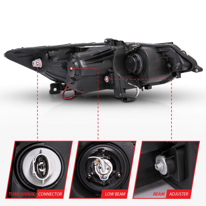 ANZO 2009-2012 Acura Tsx Projector Headlights w/ Halo Black (CCFL) (HID Compatible) - Crew Original