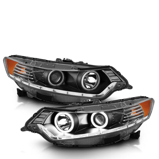 ANZO 2009-2012 Acura Tsx Projector Headlights w/ Halo Black (CCFL) (HID Compatible) - Crew Original