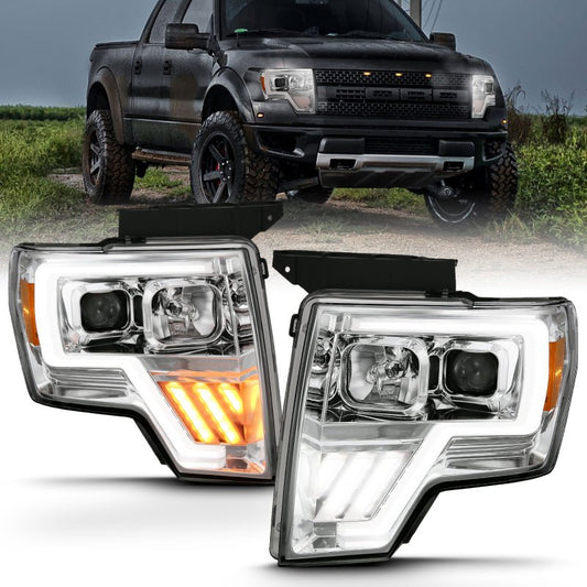 ANZO 2009-2013 Ford F-150 Projector Light Bar G4 Switchback H.L. Chrome Amber - Crew Original