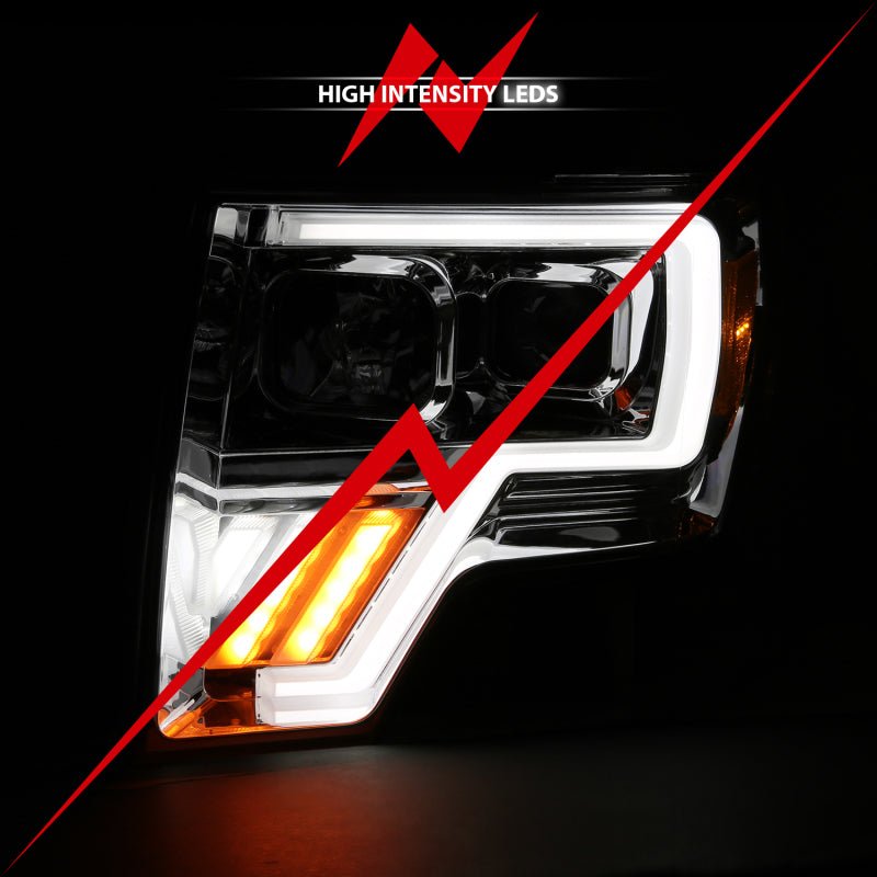 ANZO 2009-2013 Ford F-150 Projector Light Bar G4 Switchback H.L. Chrome Amber - Crew Original