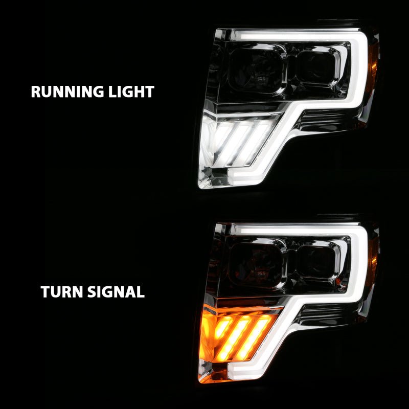 ANZO 2009-2013 Ford F-150 Projector Light Bar G4 Switchback H.L. Chrome Amber - Crew Original