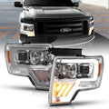 ANZO 2009-2014 Ford F-150 Projector Headlight Chrome Amber - Crew Original