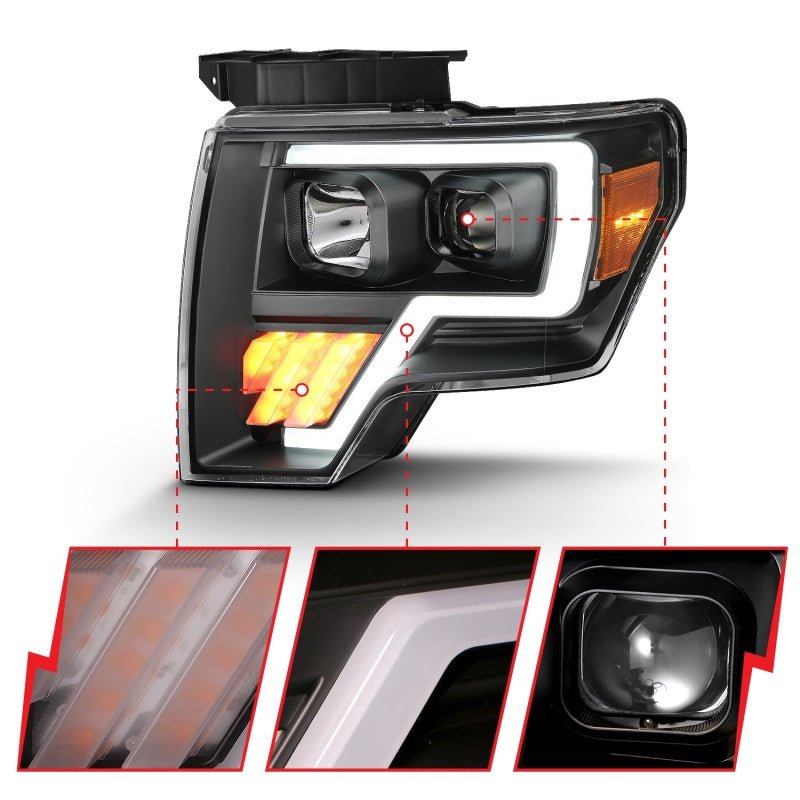 ANZO 2009-2014 Ford F-150 Projector Light Bar G4 H.L. Black Amber - Crew Original