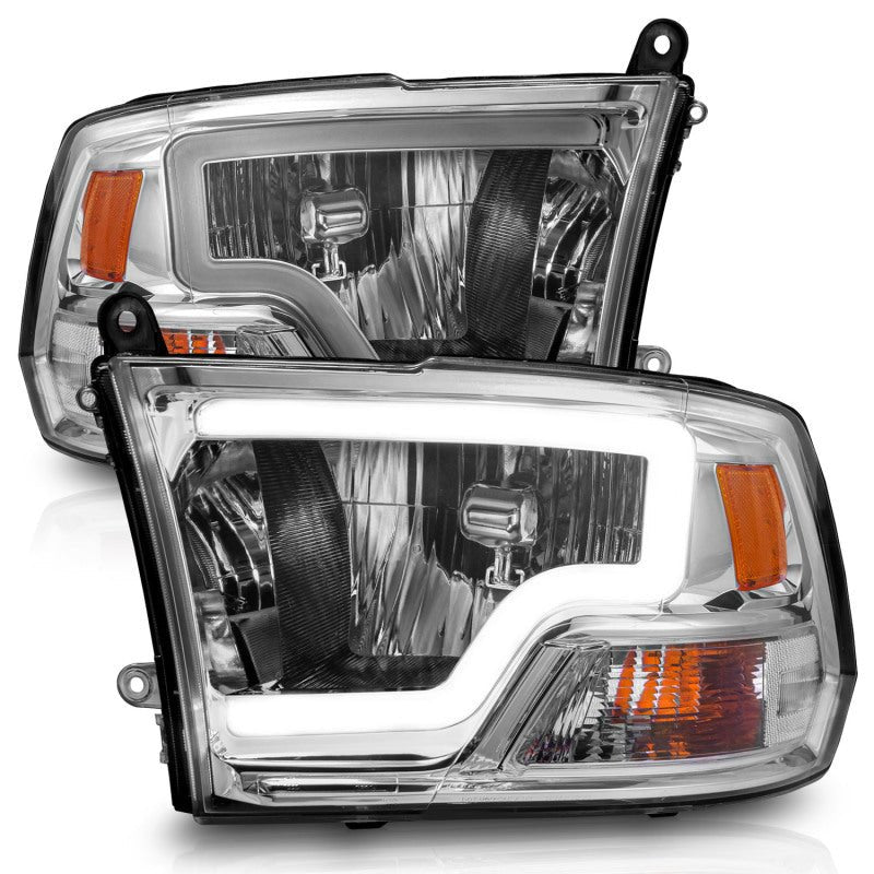 ANZO 2009-2018 Dodge Ram 1500/ 2500/ 3500 Crystal Headlights w/ Light Bar Chrome Housing - Crew Original