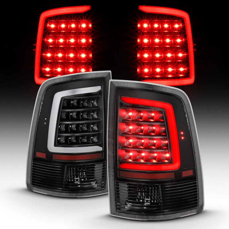 ANZO 2009-2018 Dodge Ram 1500 LED Taillight Plank Style Black w/Clear Lens - Crew Original