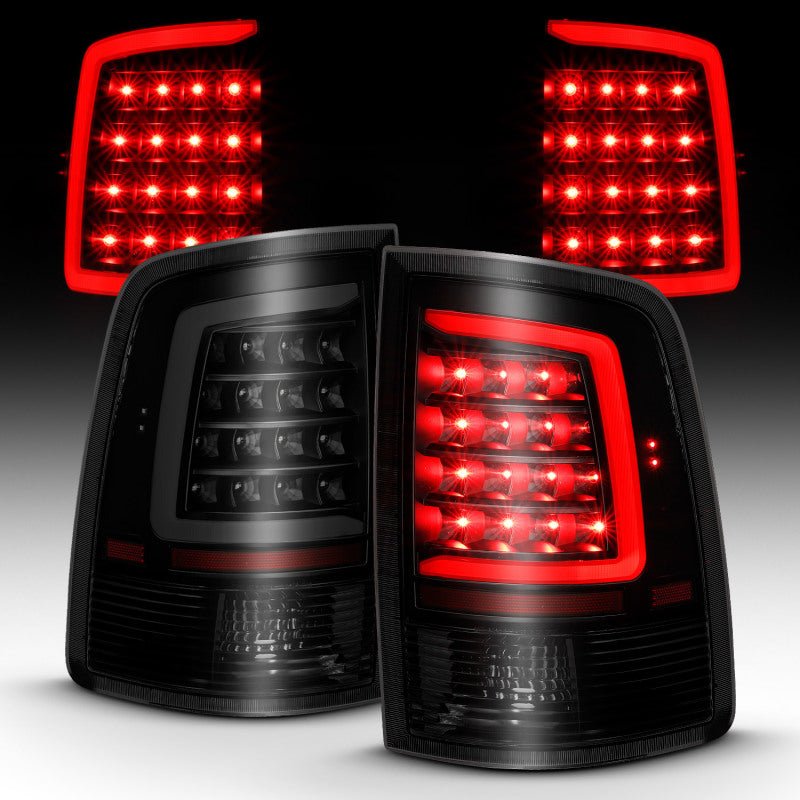 ANZO 2009-2018 Dodge Ram 1500 LED Taillight Plank Style Black w/Smoke Lens - Crew Original