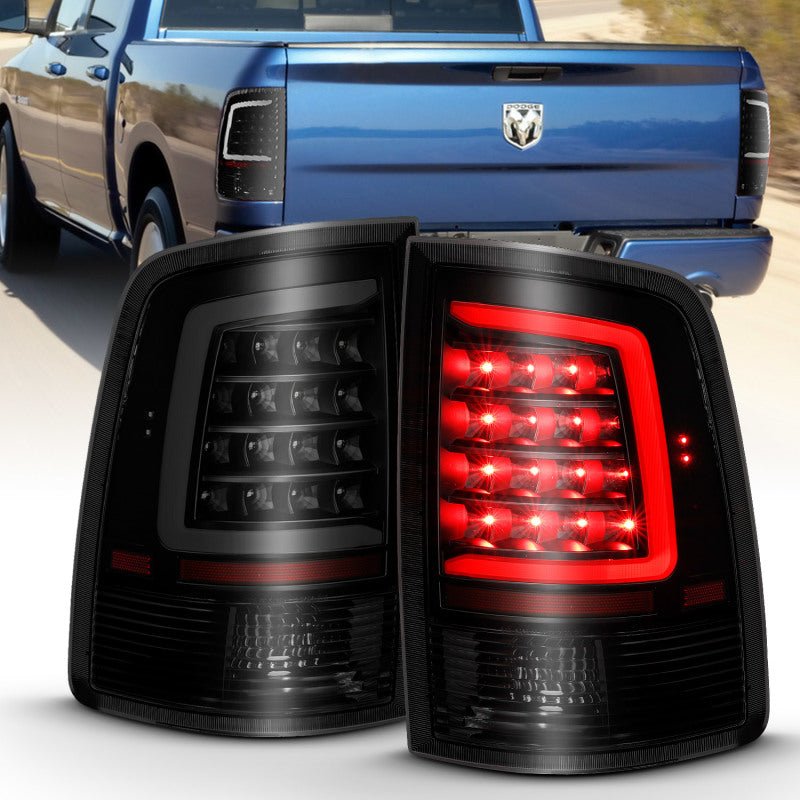 ANZO 2009-2018 Dodge Ram 1500 LED Taillight Plank Style Black w/Smoke Lens - Crew Original