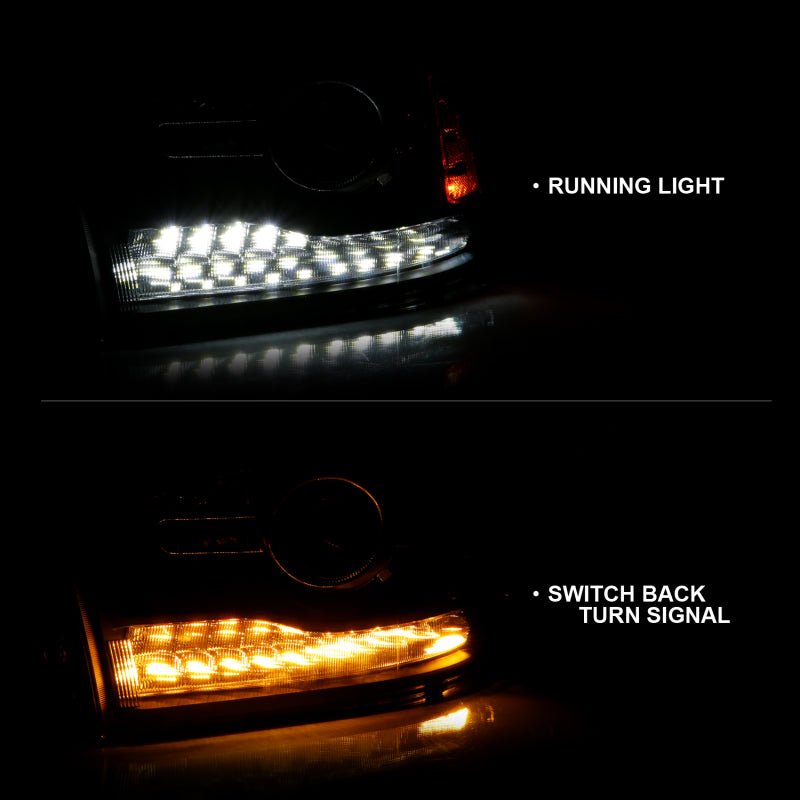ANZO 2009-2018 Dodge Ram 1500 Projector Headlights Plank Style Halo w/Switchback Matte Black - Crew Original