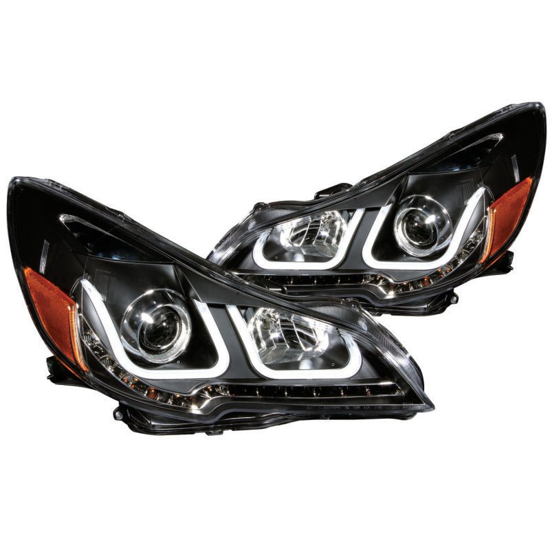 ANZO 2010-2014 Subaru Outback Projector Headlights w/ U-Bar Black - Crew Original