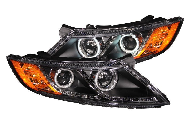 ANZO 2011-2013 Kia Optima Projector Headlights w/ Halo Black (CCFL) - Crew Original