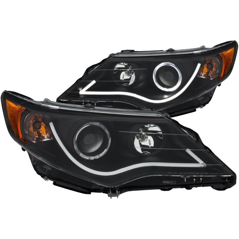 ANZO 2012-2013 Toyota Camry Projector Headlights w/ Halo Black - Crew Original