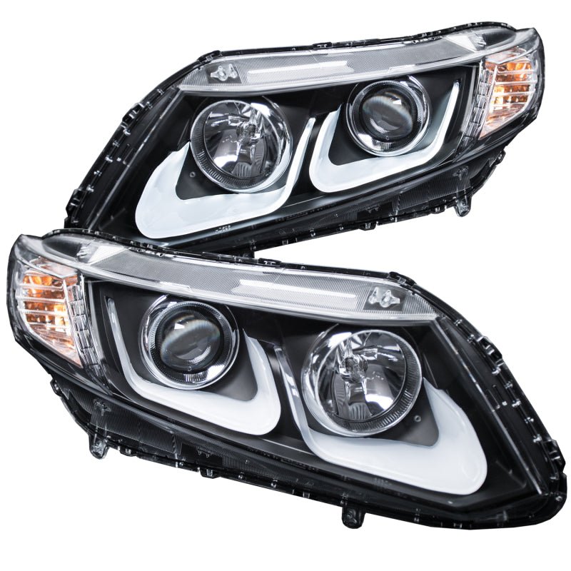 ANZO 2012-2015 Honda Civic Projector Headlights w/ U-Bar Black - Crew Original