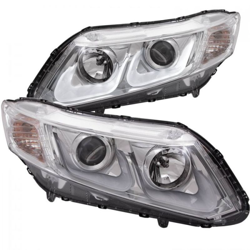 ANZO 2012-2015 Honda Civic Projector Headlights w/ U-Bar Chrome - Crew Original