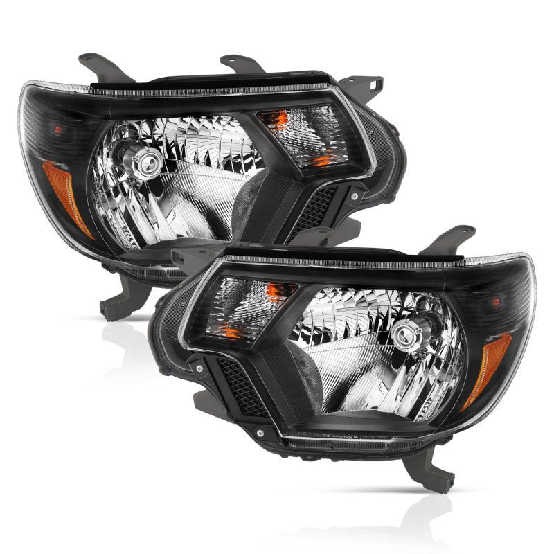 ANZO 2012-2015 Toyota Tacoma Crystal Headlights Black - Crew Original