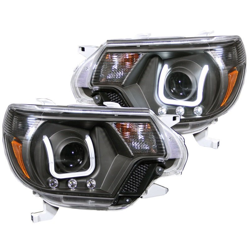 ANZO 2012-2015 Toyota Tacoma Projector Headlights w/ U-Bar Black - Crew Original