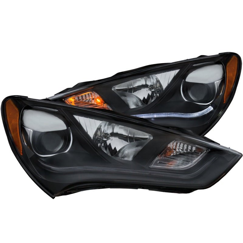 ANZO 2013-2015 Hyundai Genesis Projector Headlights w/ Plank Style Design Black (HID Compatible) - Crew Original