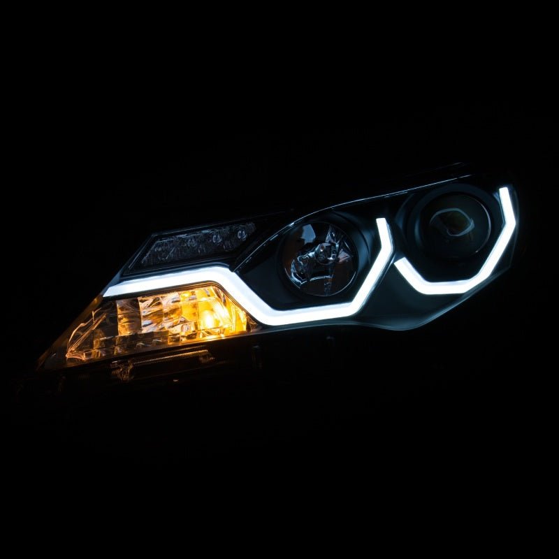 ANZO 2013-2015 Toyota Rav4 Projector Headlights w/ Plank Style Design Black - Crew Original