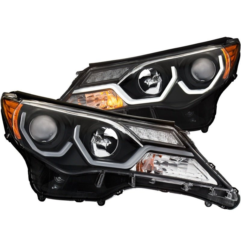 ANZO 2013-2015 Toyota Rav4 Projector Headlights w/ Plank Style Design Black - Crew Original