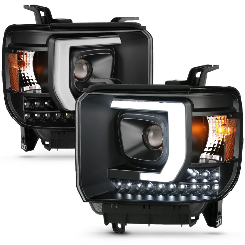 ANZO 2014-2015 Gmc Sierra 1500HD Projector Plank Style Headlight Black W/ Drl - Crew Original