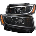 ANZO 2014-2015 Jeep Grand Cherokee Projector Headlights w/ Plank Style Design Black - Crew Original