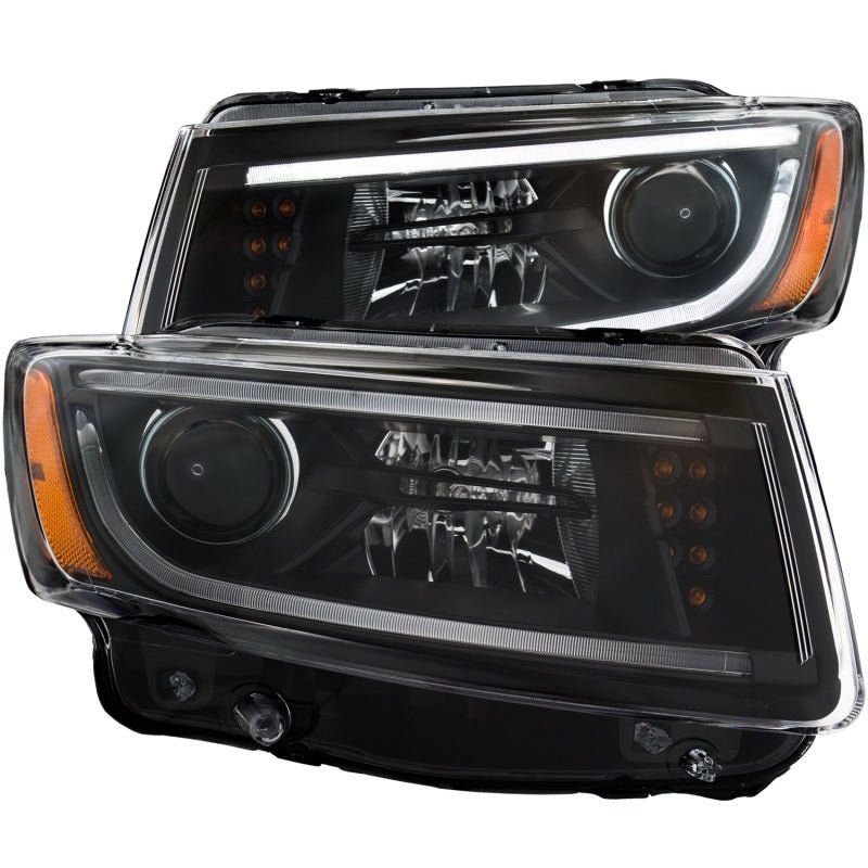 ANZO 2014-2015 Jeep Grand Cherokee Projector Headlights w/ Plank Style Design Black - Crew Original